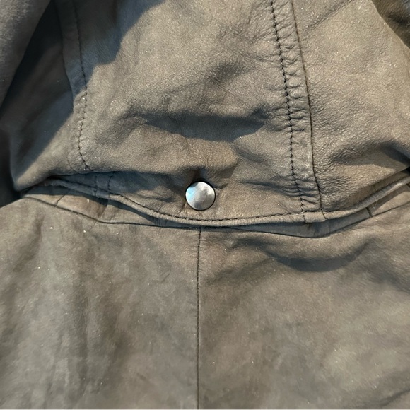 Lone Pine Leather Duffle Coat Women's M Coyote Fur Hood Toggle USA Made Vintage - Picture 9 of 13